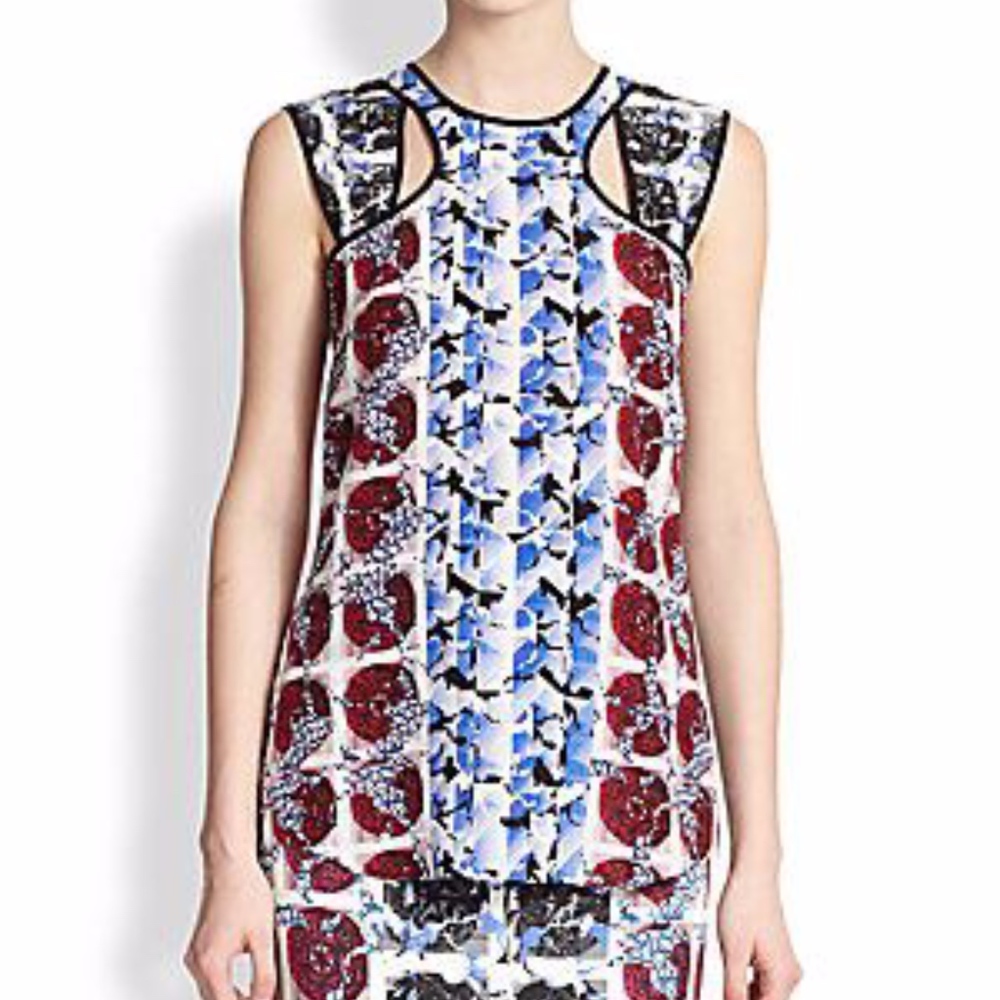 NWOT Peter Pilotto Geometric Silk Blouse